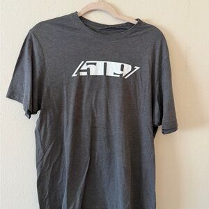 Men's Gray Crewneck Graphic Tee with White Logo